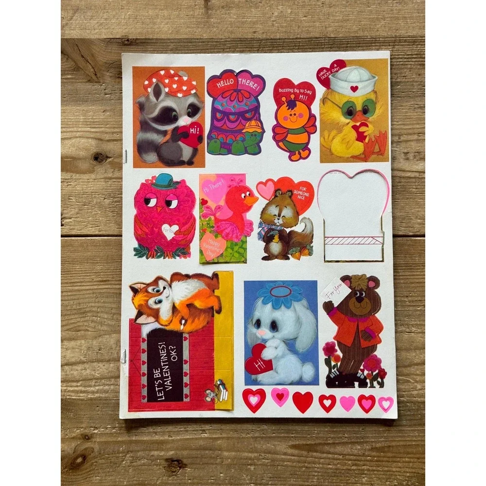 Book of vintage Valentine's Day cards from Hallmark- 26 animal cards unused